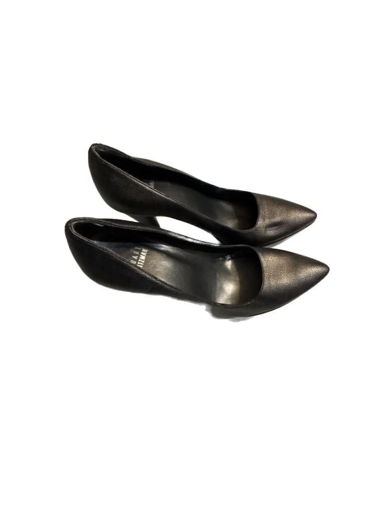Stuart Weitzman Metallic Gray Pointed Toe Stiletto Pumps 3