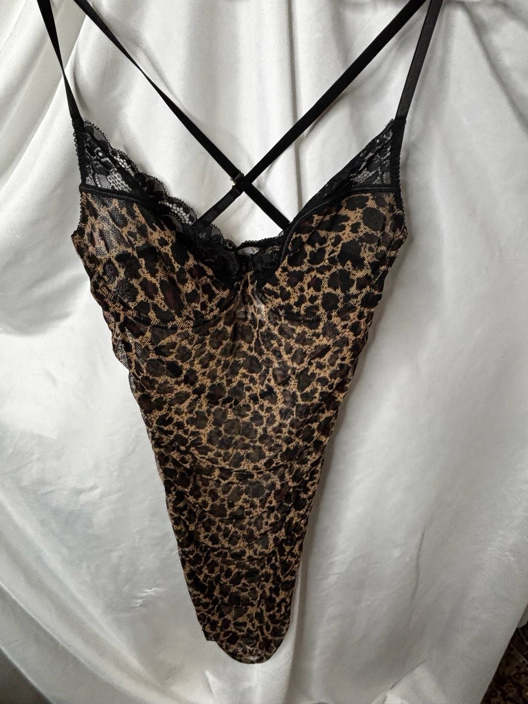 Ashley Stewart Ruched Mesh Animal Print Chemise Set 2