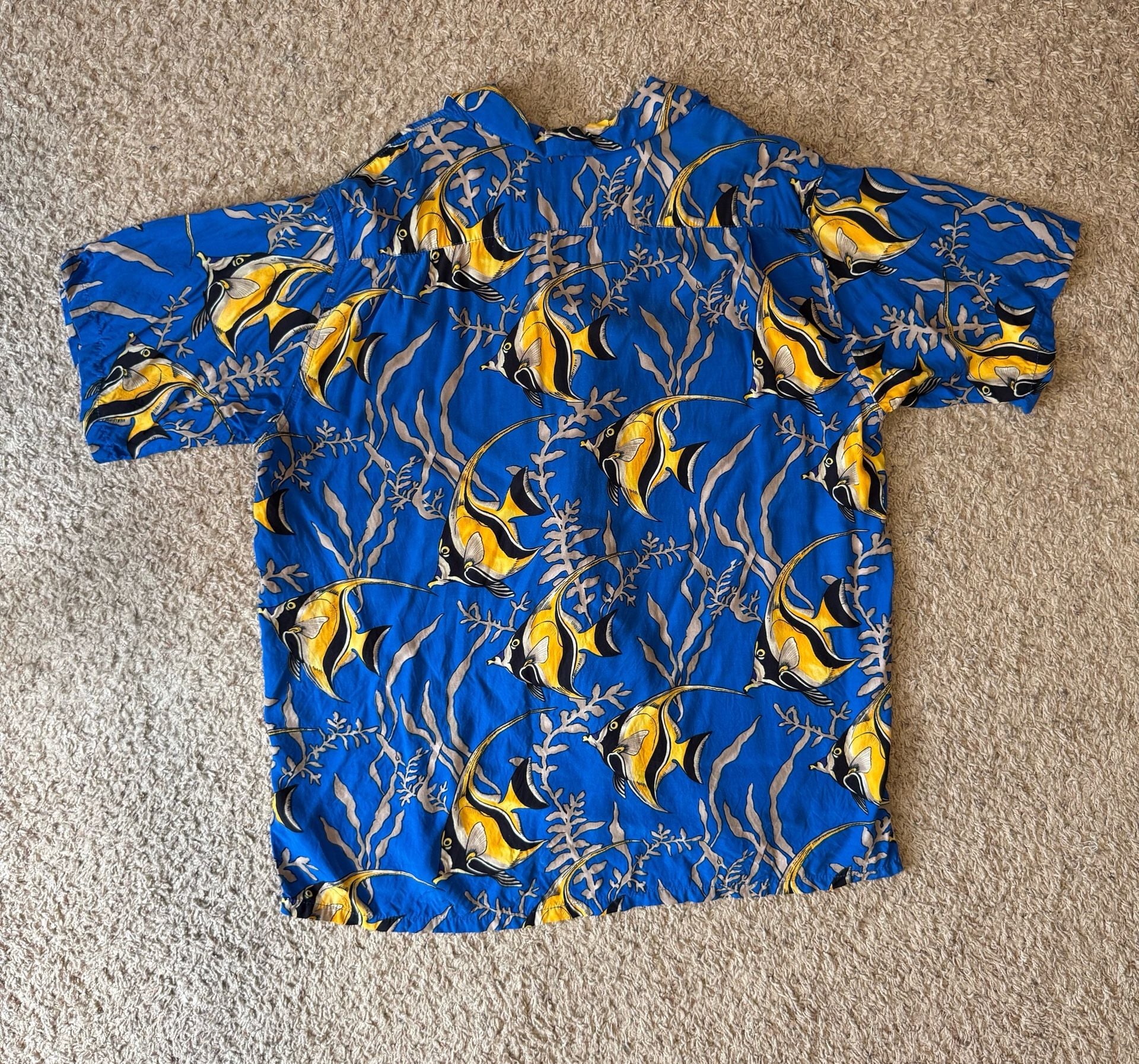 Go Barefoot Vintage Hawaiian Angel Fish Rayon Aloha Shirt 3