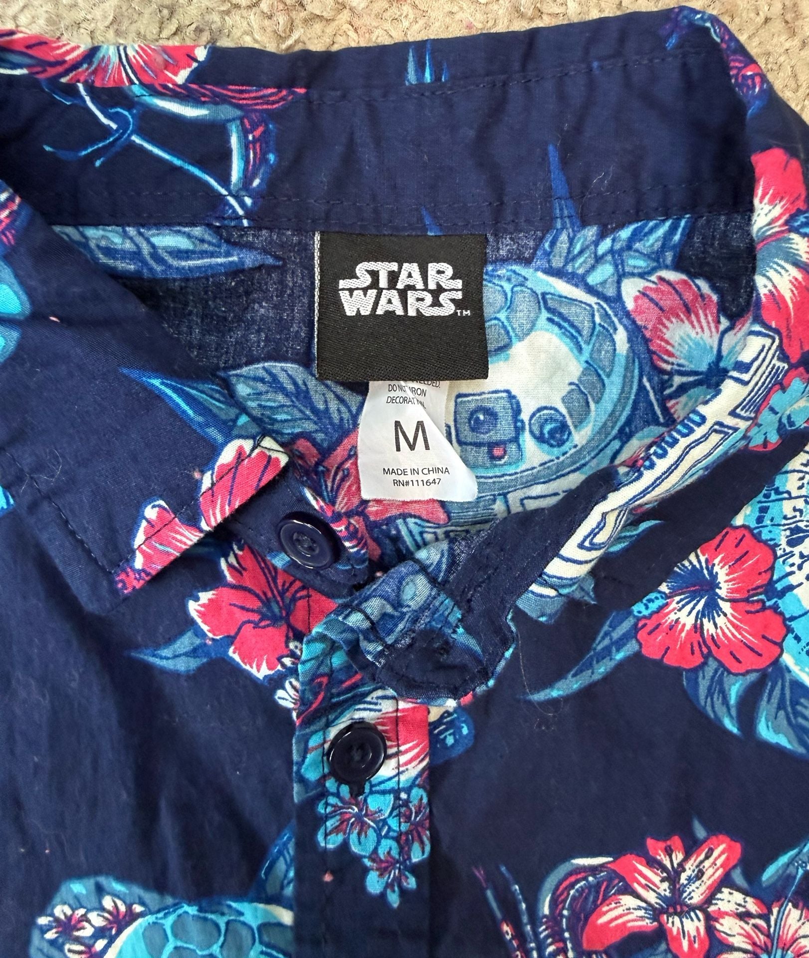 Star Wars R2-D2 and Millennium Falcon Floral Hawaiian Button-Up Shirt 4