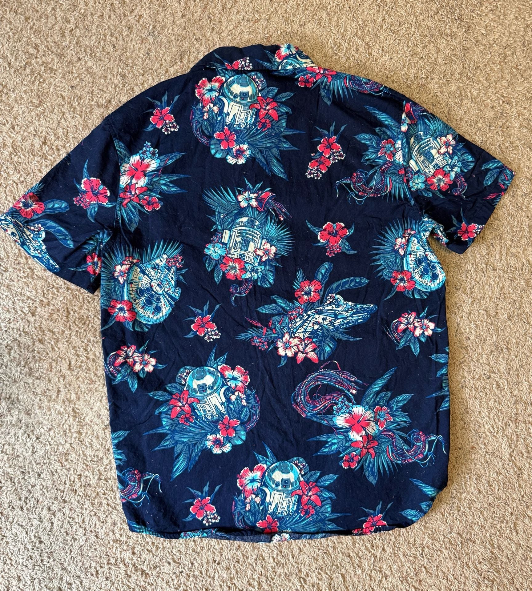 Star Wars R2-D2 and Millennium Falcon Floral Hawaiian Button-Up Shirt 6