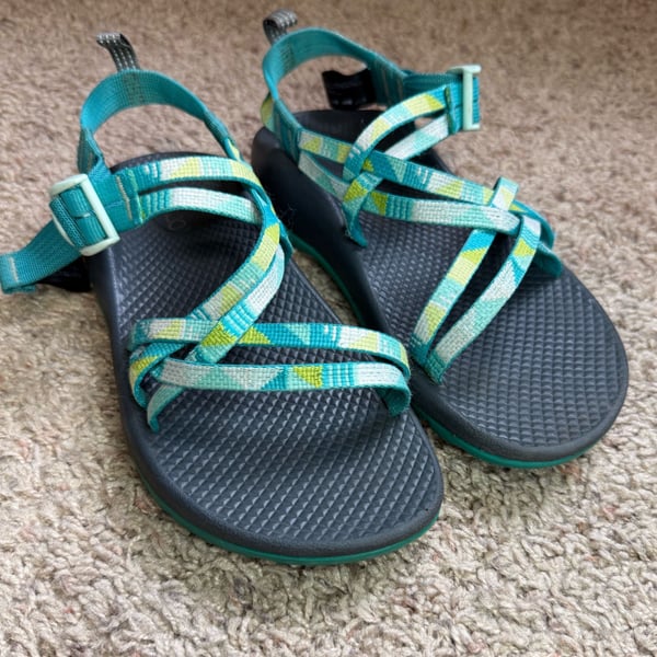 Chaco Kids Performance EcoTread Strappy Outdoor Sandals Turquoise and Yellow