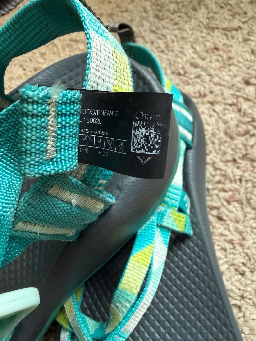Chaco Kids Performance EcoTread Strappy Outdoor Sandals Turquoise and Yellow 5