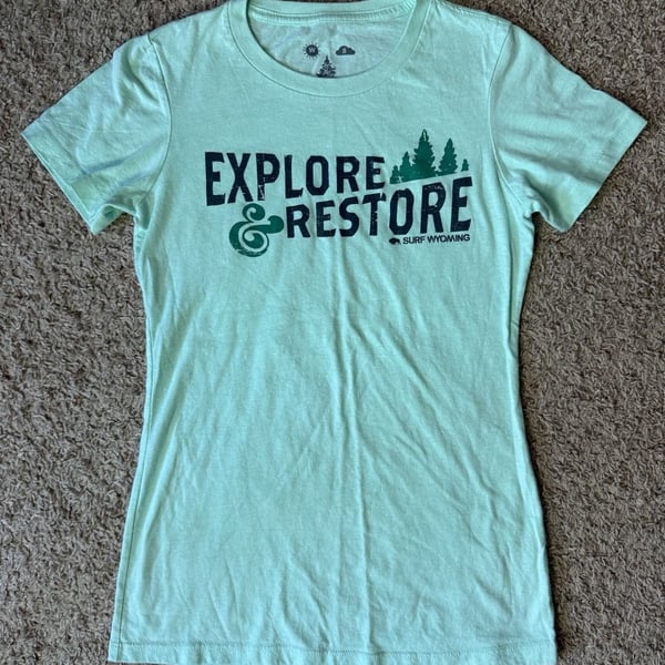 Surf Wyoming Explore & Restore Graphic T-Shirt Mint Green
