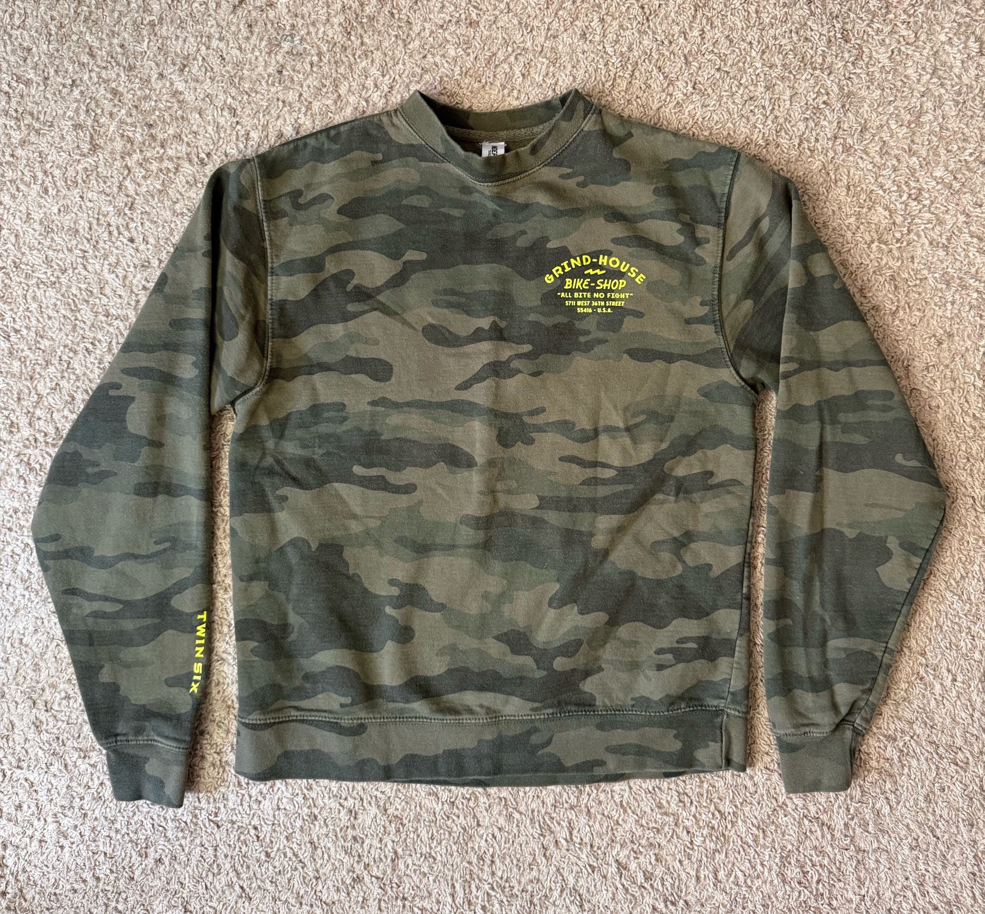 Twin Six Grind-House Bike Shop Camouflage Crewneck Sweatshirt 2