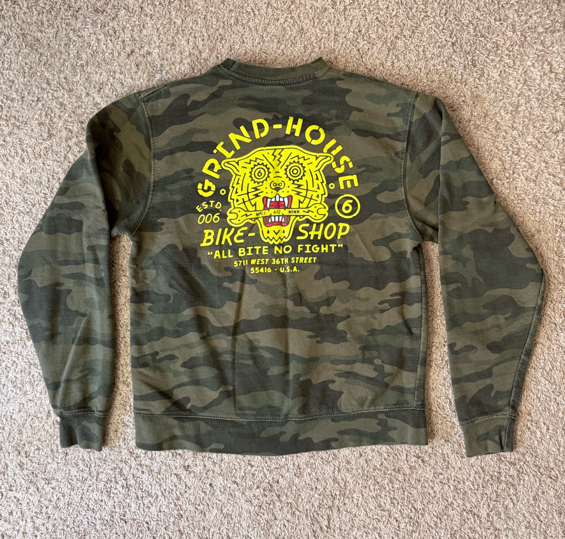 Twin Six Grind-House Bike Shop Camouflage Crewneck Sweatshirt 6