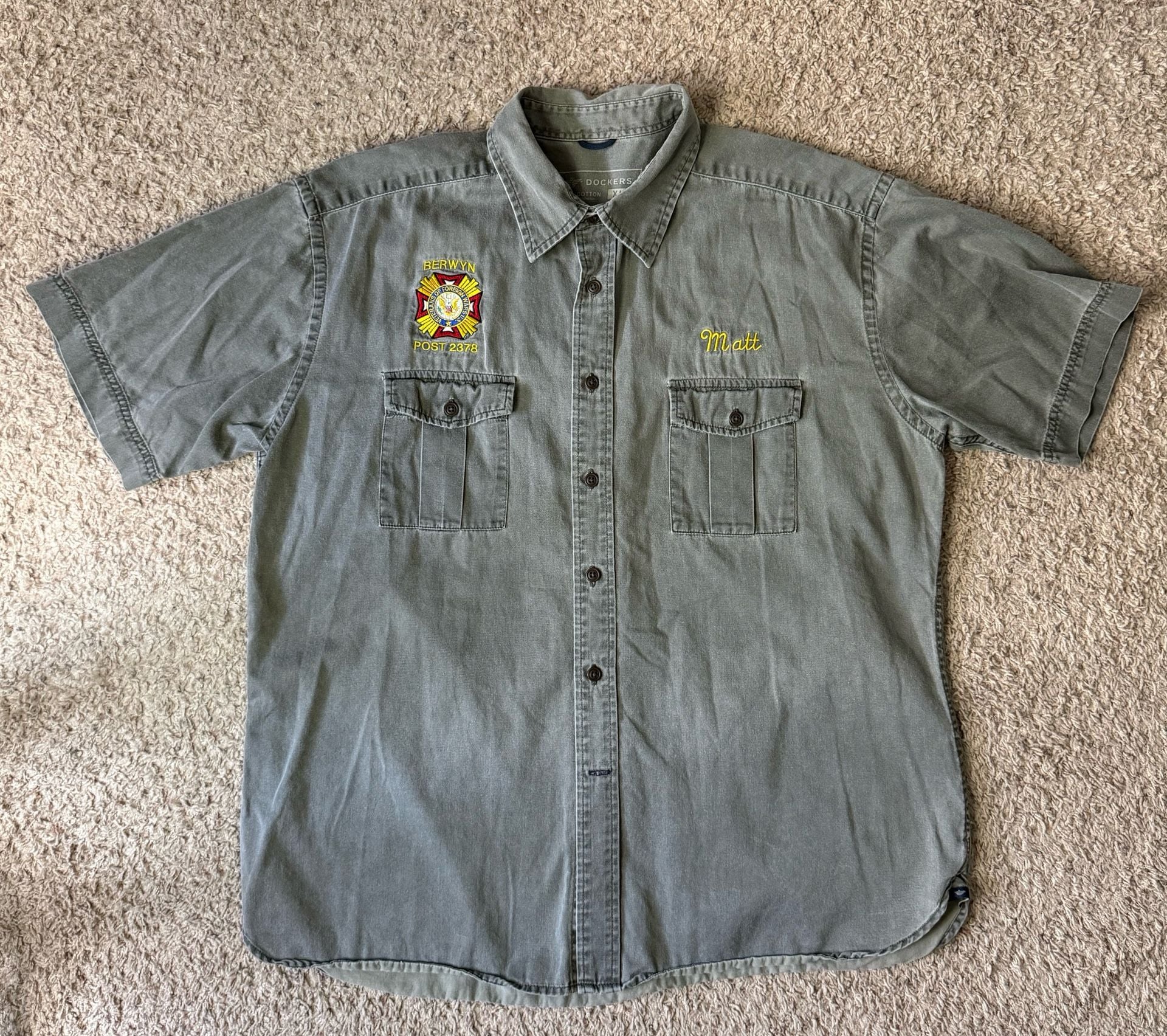 Dockers Men's XL Green Short Sleeve Button-Down Shirt 2