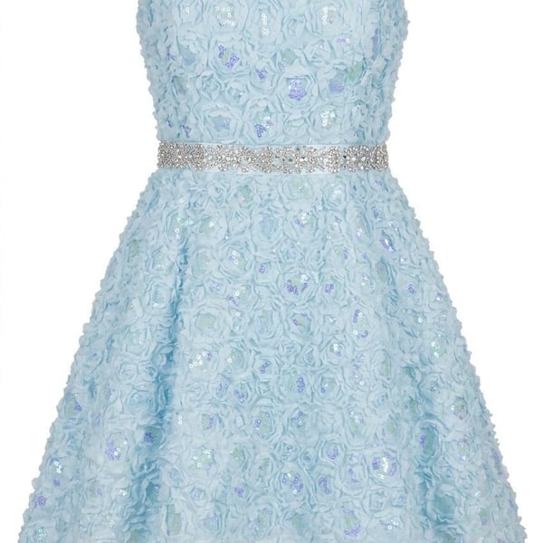 Disney Cinderella The Collection Light Blue Floral Applique Strapless Mini Dress