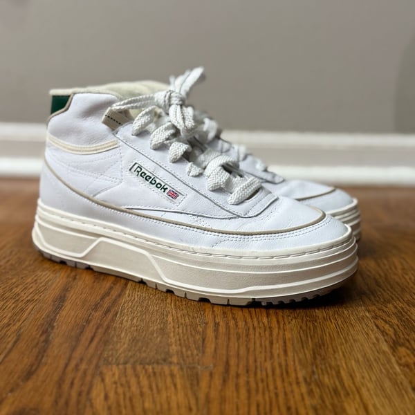Reebok Women's Club C Geo Mid 'White Dark Green' Platform Sneakers