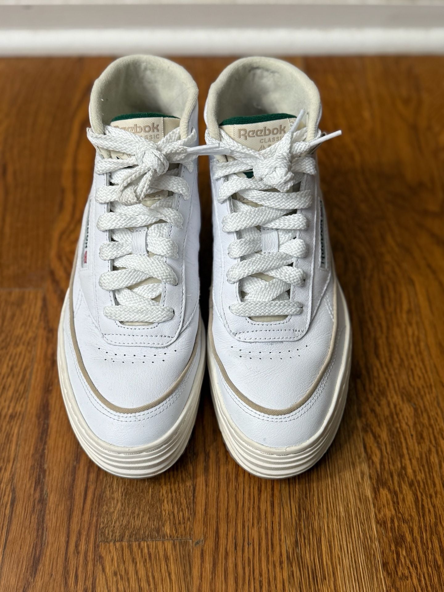Reebok Women's Club C Geo Mid 'White Dark Green' Platform Sneakers 2
