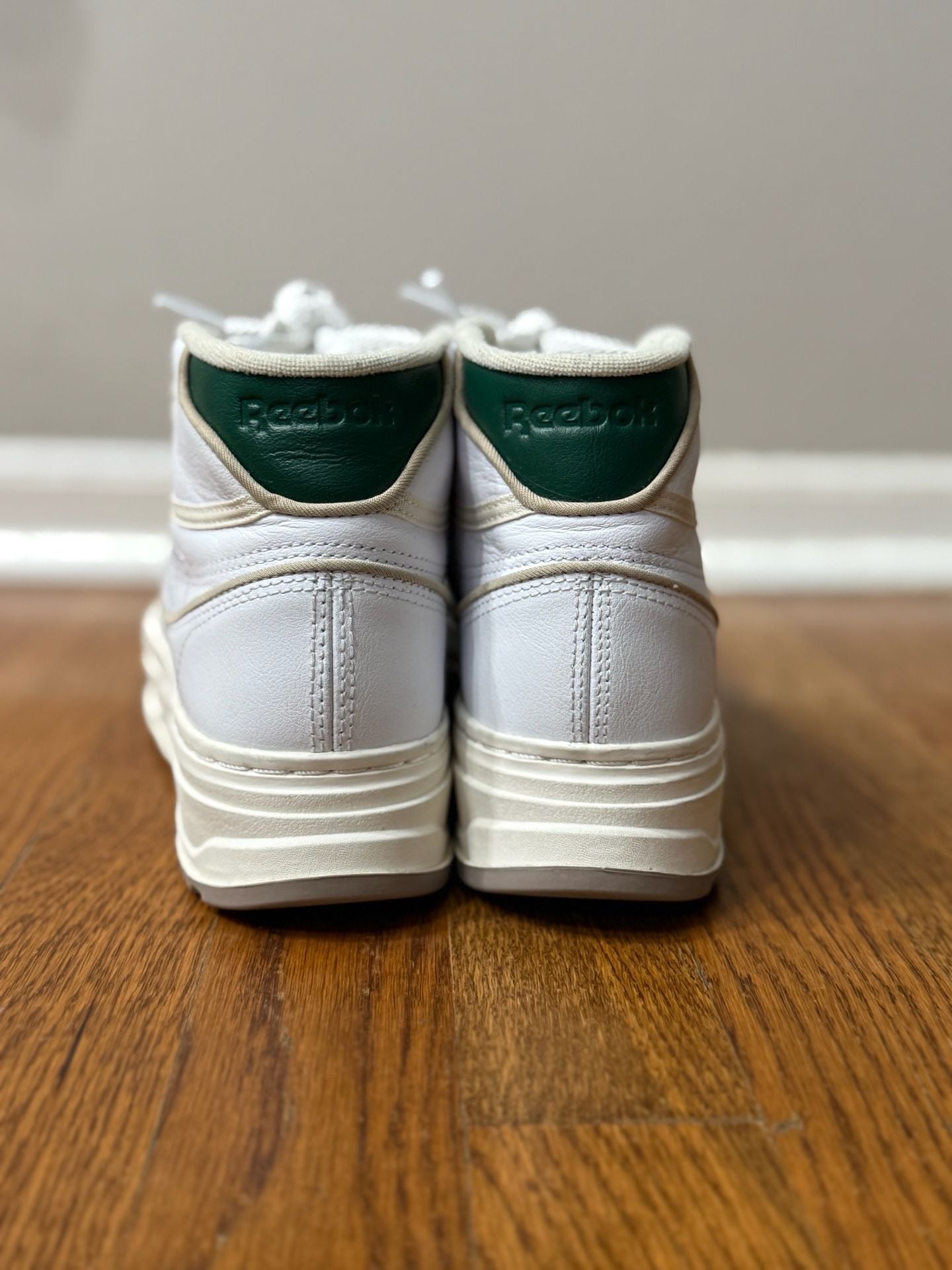 Reebok Women's Club C Geo Mid 'White Dark Green' Platform Sneakers 5