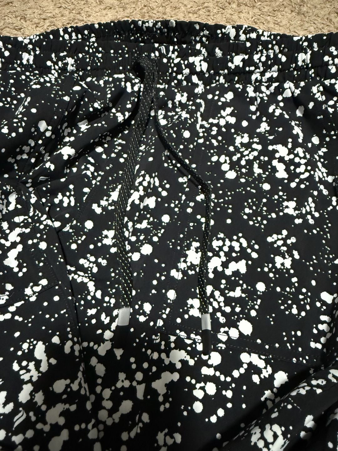 Fabletics Women's Black and White Paint Splatter Print Athletic Joggers 5