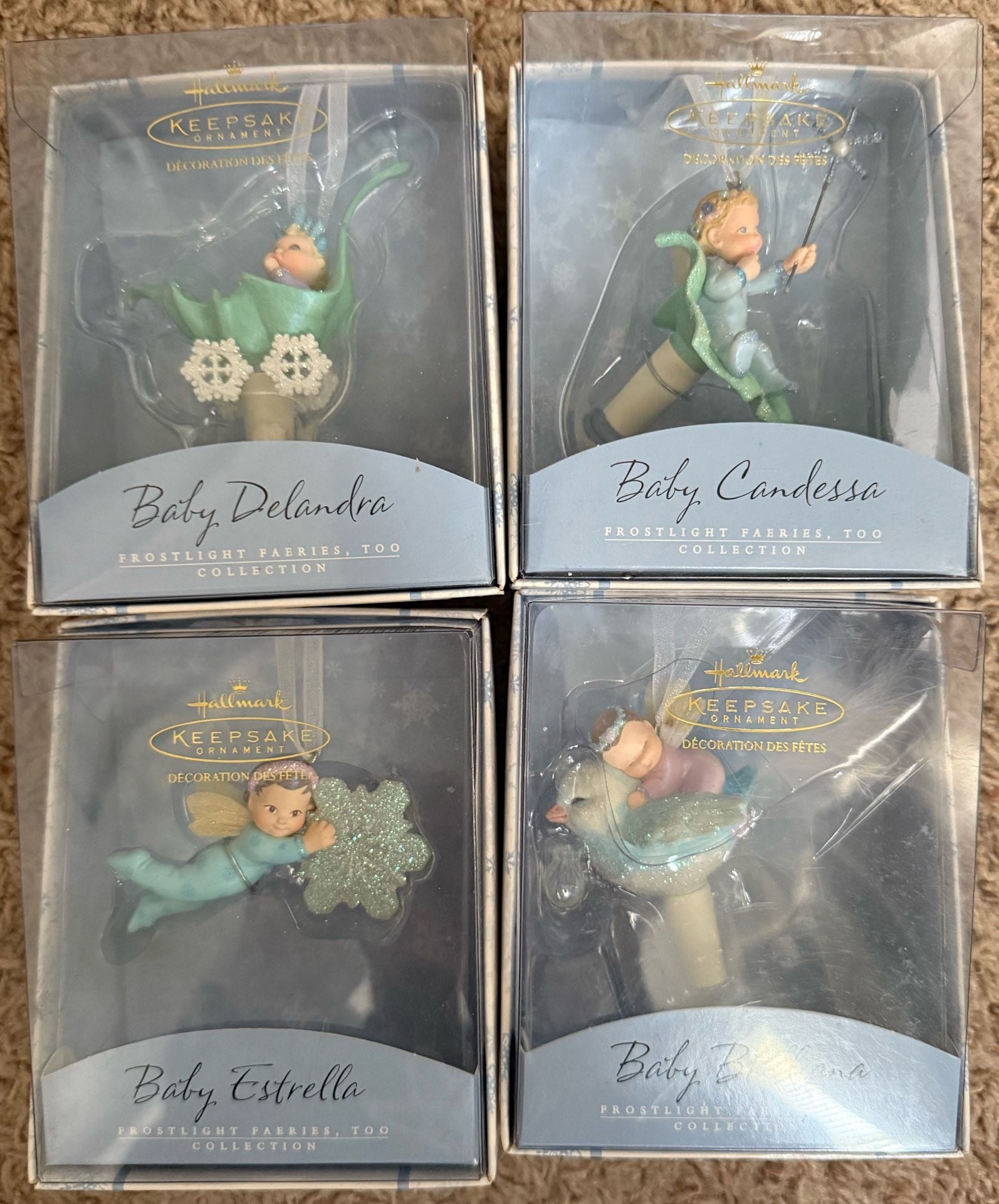 Hallmark Keepsake Ornament 4-Piece Set: Baby Delandra, Baby Candessa, Baby Estrella, and Baby Brilliana Frostlight Faeries 1