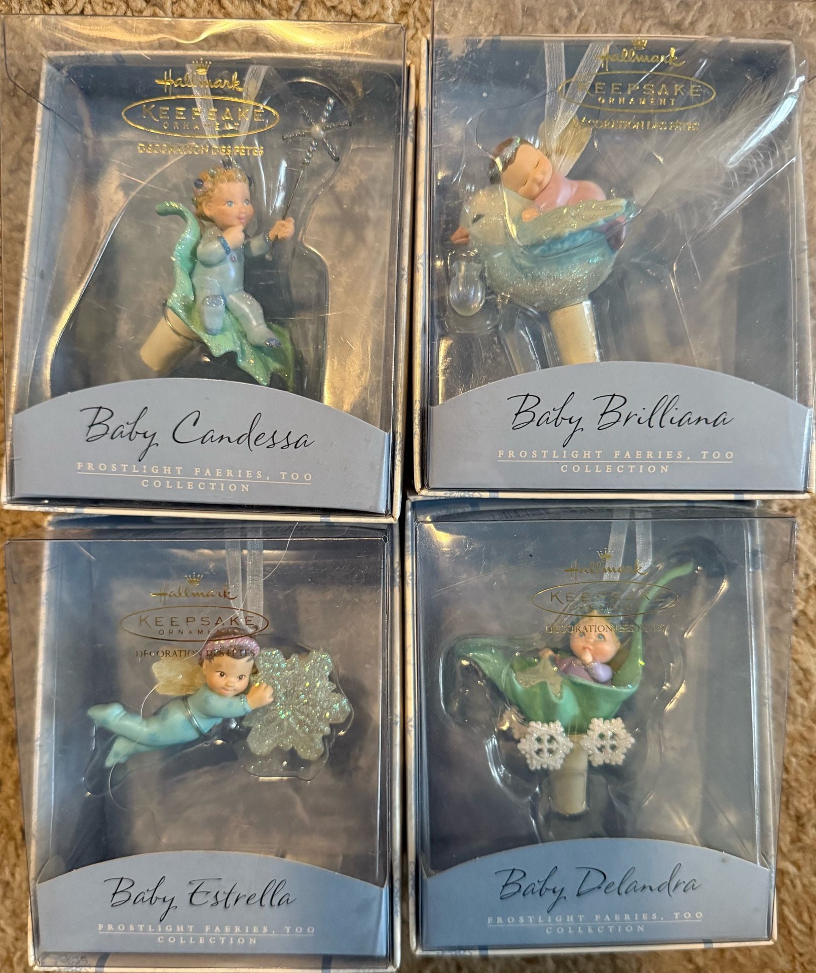 Hallmark Keepsake Ornament 4-Piece Set: Baby Delandra, Baby Candessa, Baby Estrella, and Baby Brilliana Frostlight Faeries 6