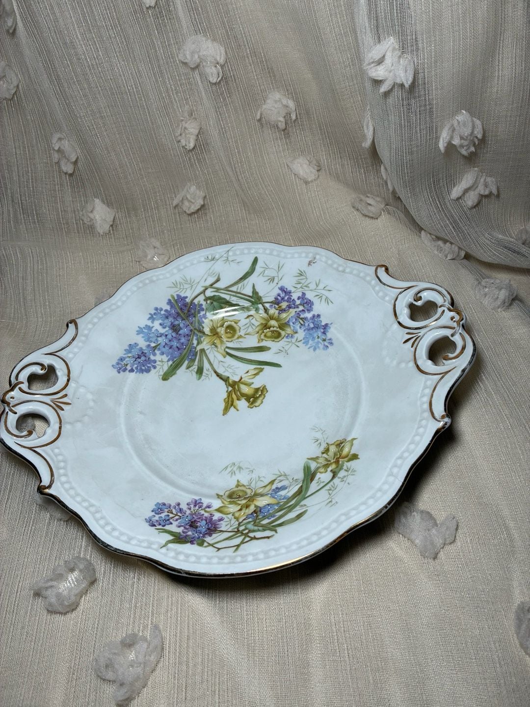Vintage KPM Germany Hand-Painted Porcelain Serving Tray with Floral Motif and Gold Trim 13