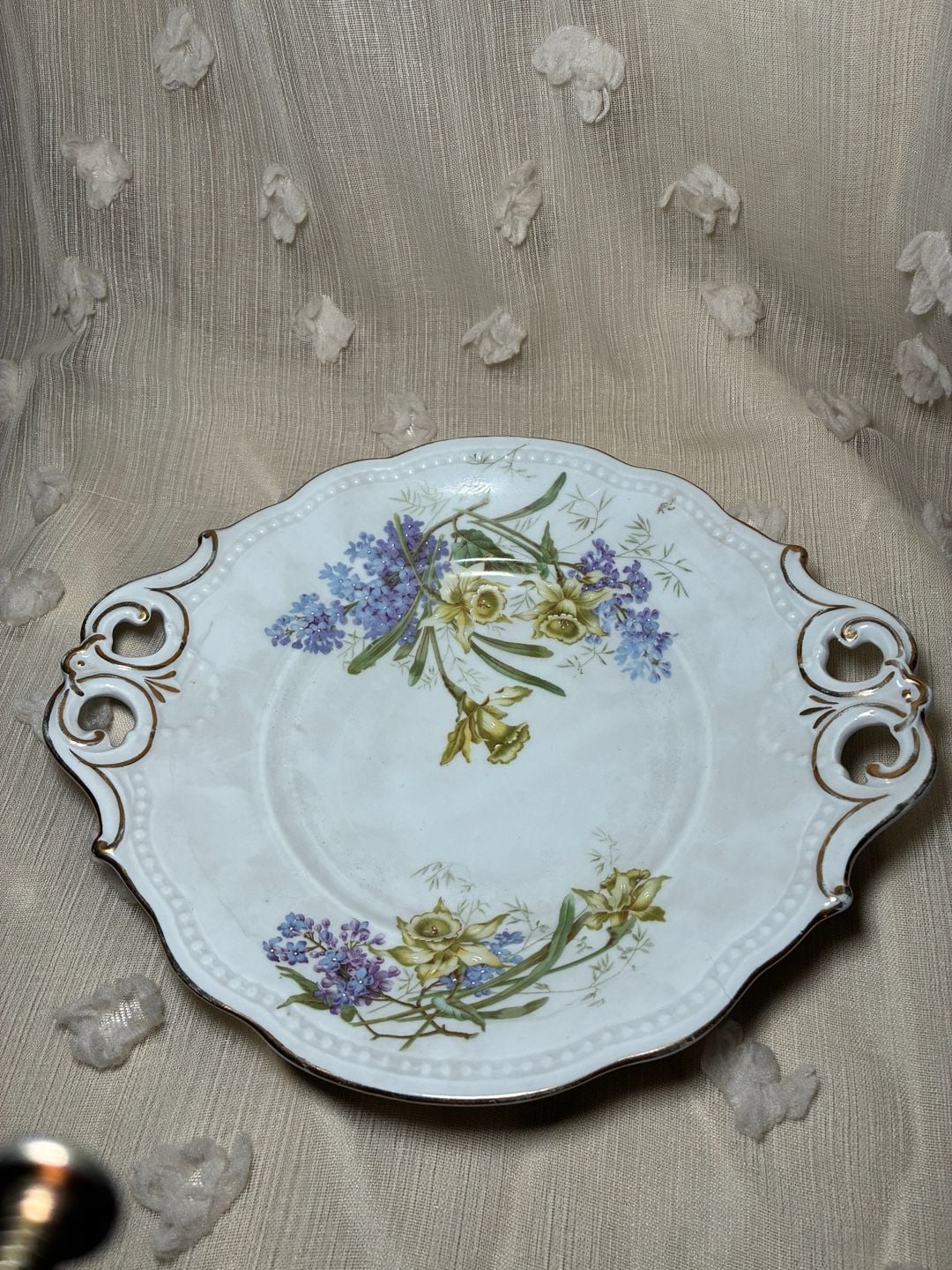 Vintage KPM Germany Hand-Painted Porcelain Serving Tray with Floral Motif and Gold Trim 14