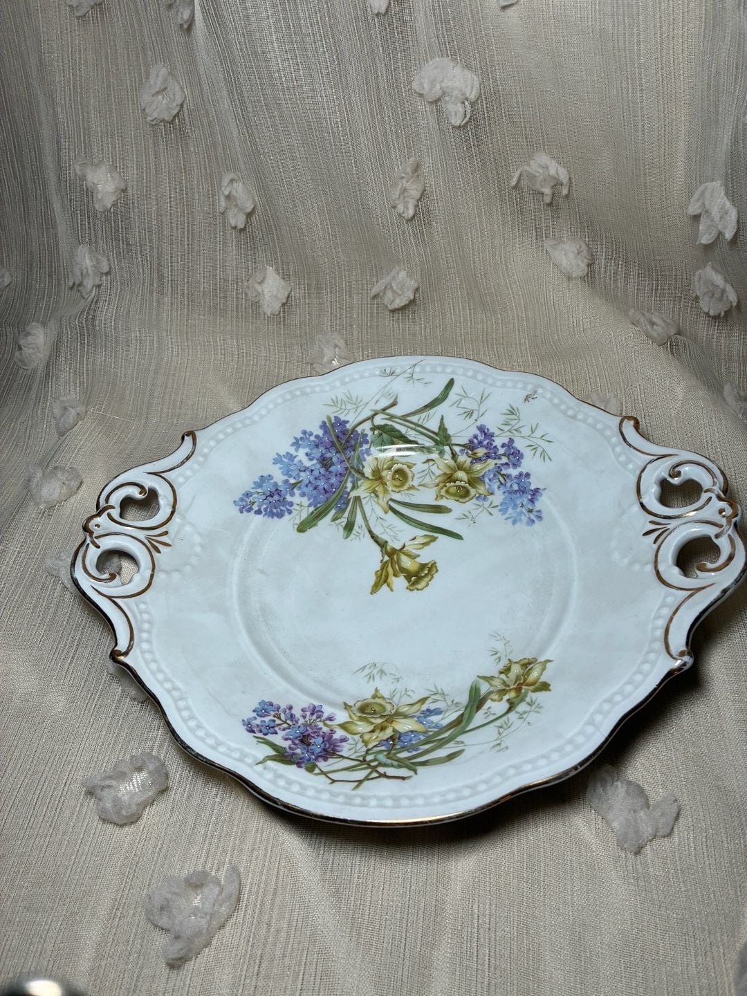 Vintage KPM Germany Hand-Painted Porcelain Serving Tray with Floral Motif and Gold Trim 17