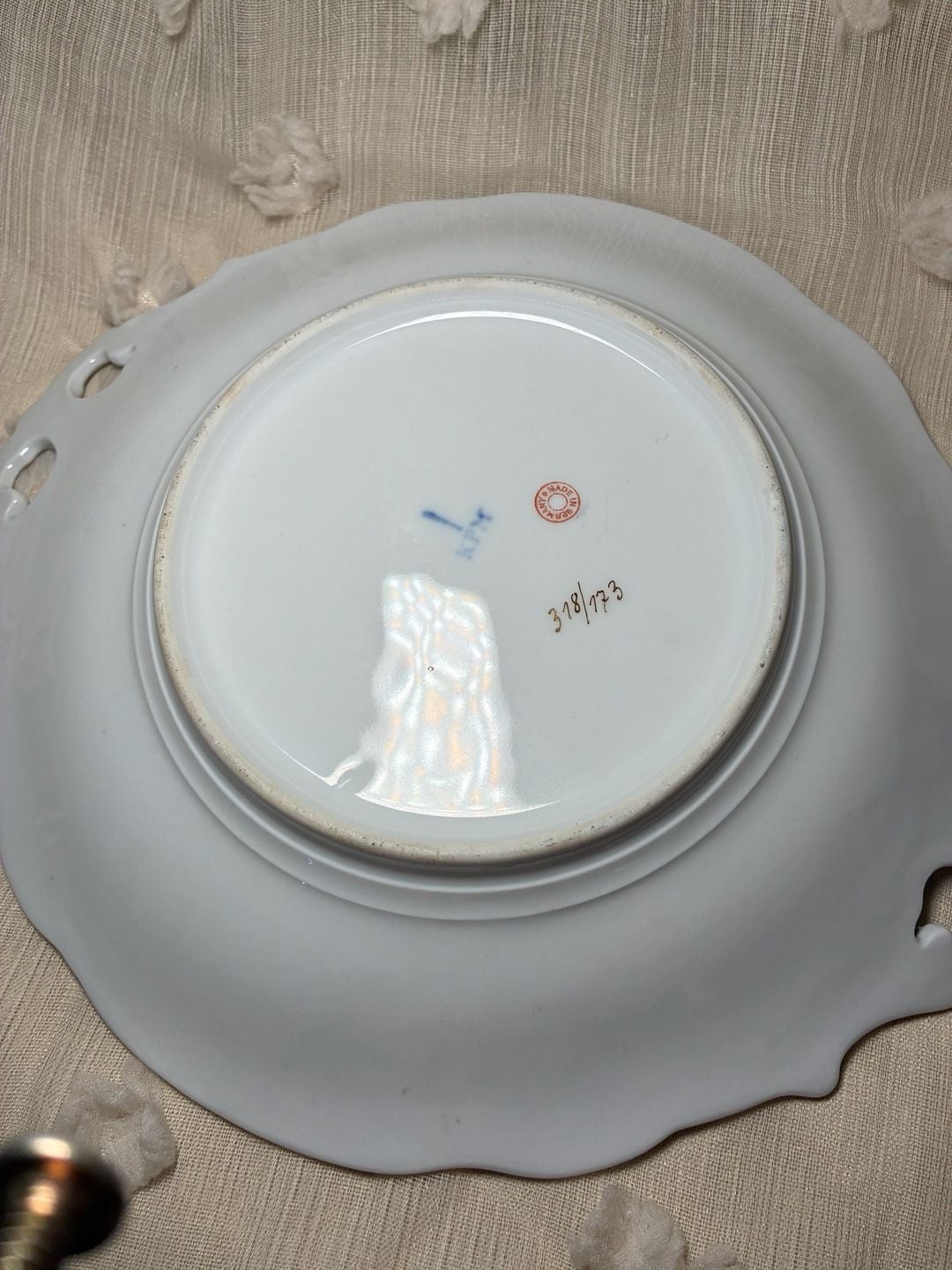 Vintage KPM Germany Hand-Painted Porcelain Serving Tray with Floral Motif and Gold Trim 20