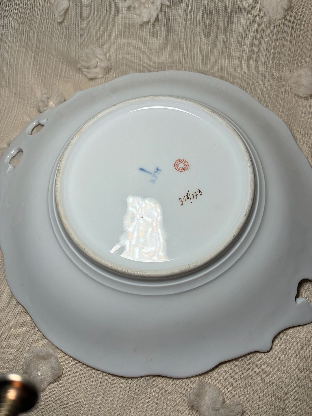 Vintage KPM Germany Hand-Painted Porcelain Serving Tray with Floral Motif and Gold Trim 21