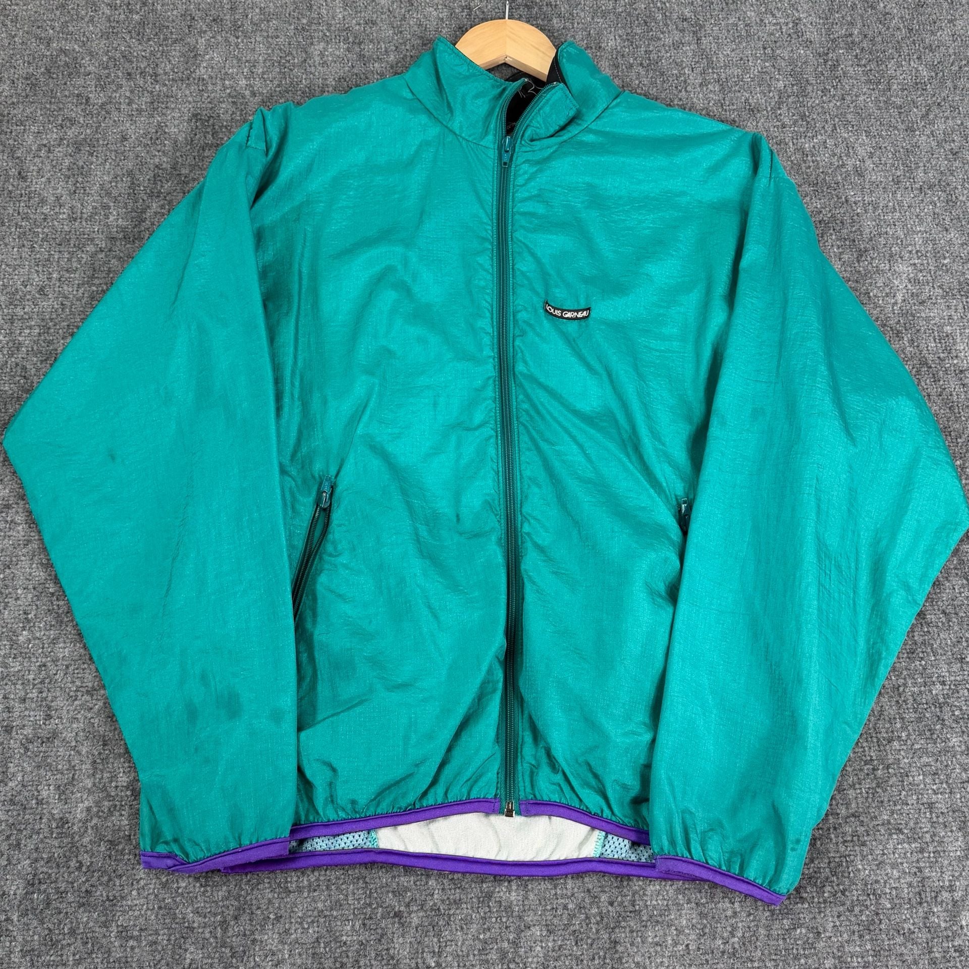 Louis Garneau Vintage Cycling Windbreaker Jacket Teal Purple 2