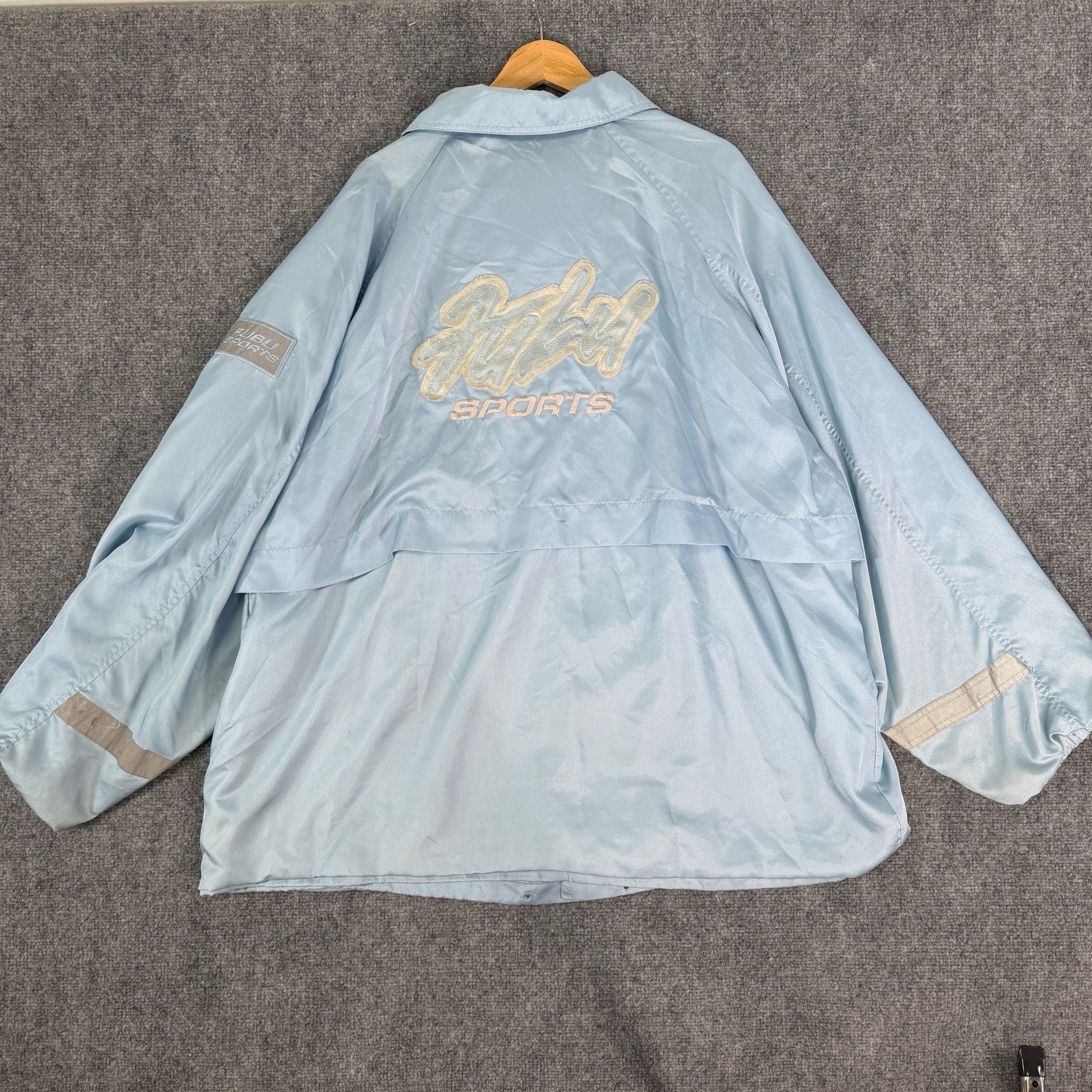 Vintage FUBU Sports Coaches Jacket Light Blue Satin 4