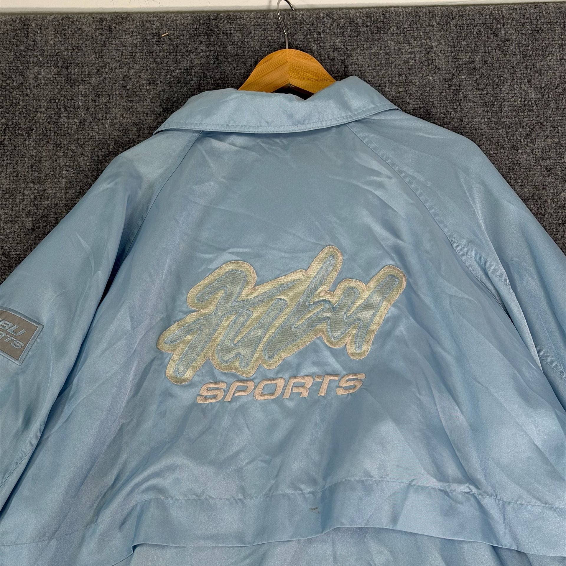 Vintage FUBU Sports Coaches Jacket Light Blue Satin 5