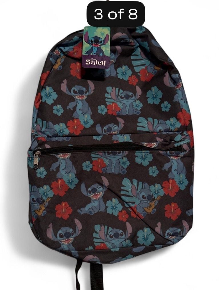 Disney Lilo and Stitch Allover Floral Print 16-Inch School Backpack 1