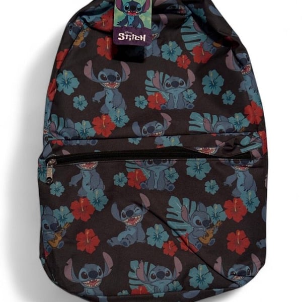Disney Lilo and Stitch Allover Floral Print 16-Inch School Backpack