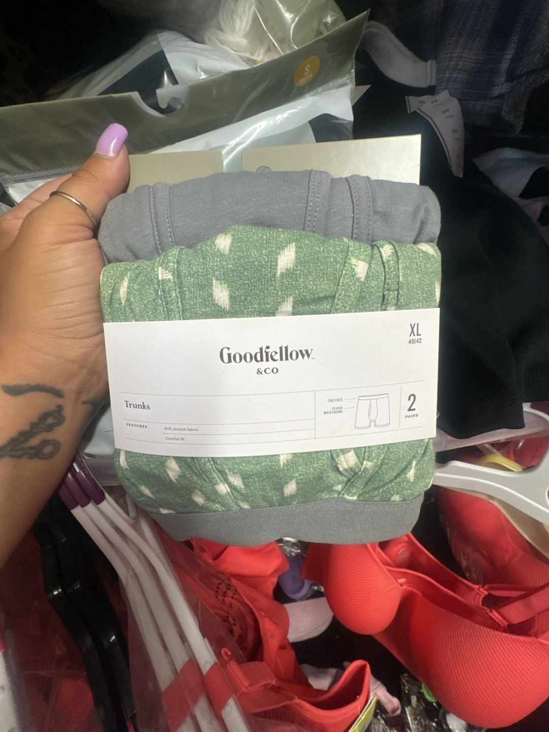 Goodfellow & Co. Men's 2-Pack Trunks Green Dotted/Grey Size XL 40/42 1