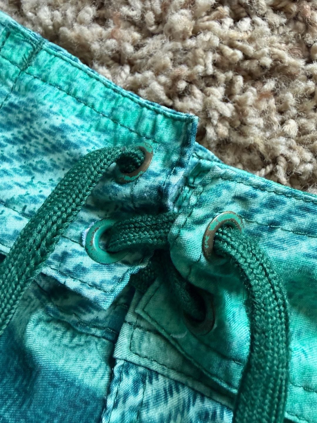 American Sunshine Men's Green Plaid Patchwork Swim Trunks Size XL 3