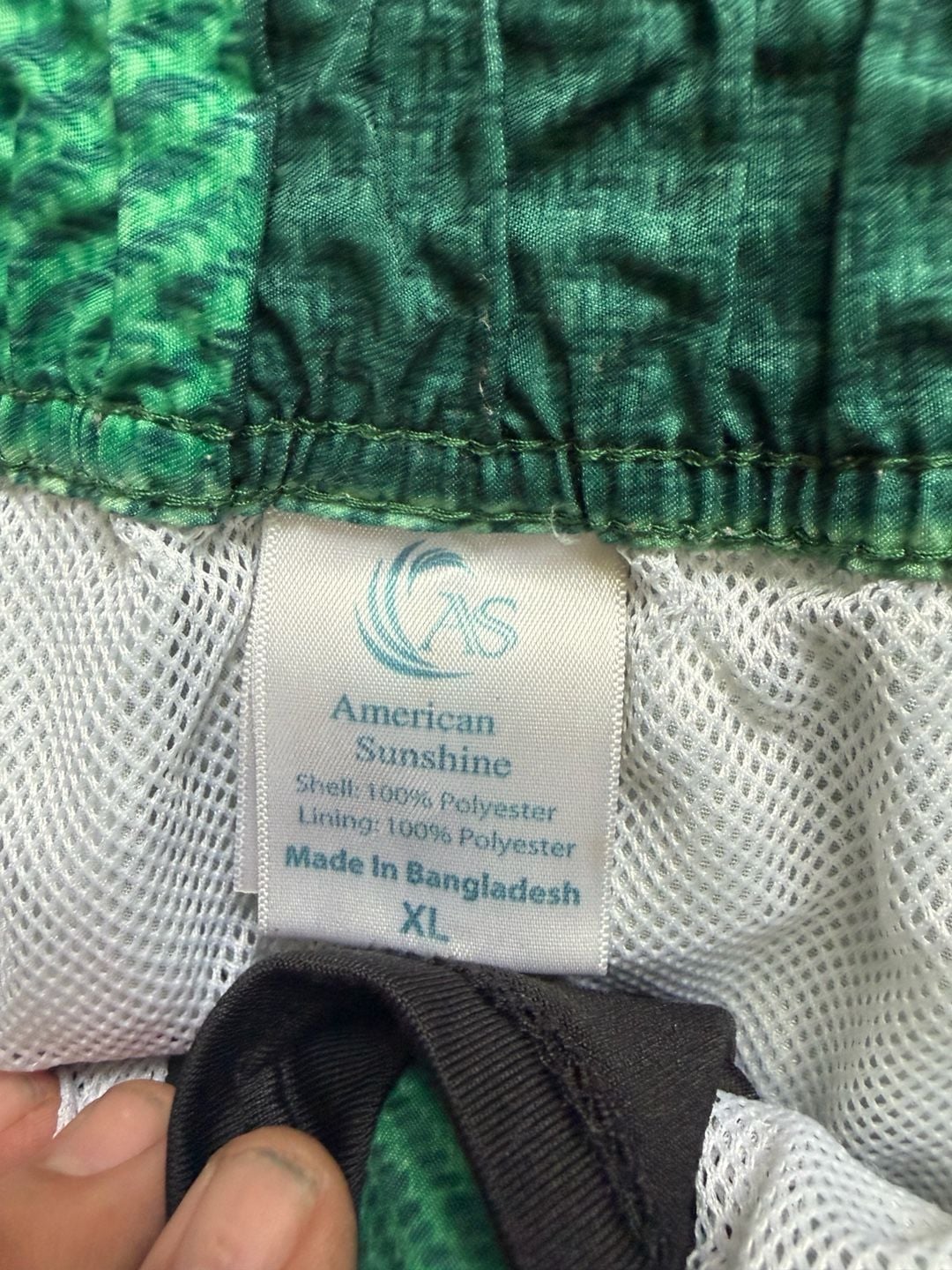 American Sunshine Men's Green Plaid Patchwork Swim Trunks Size XL 6