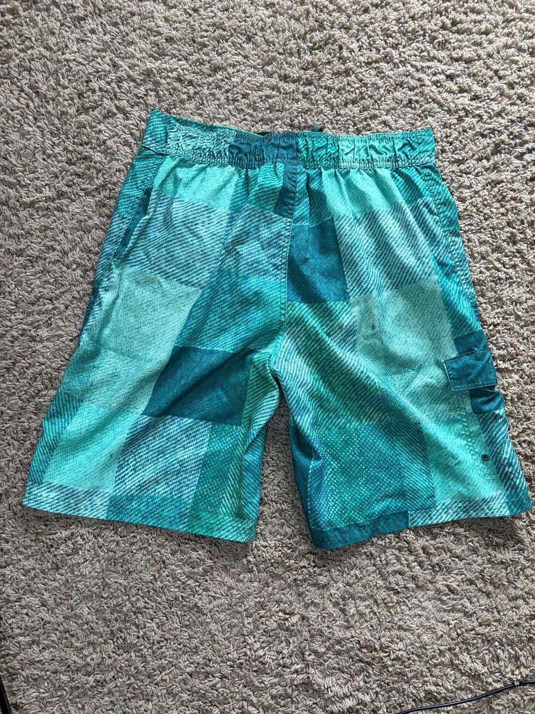 American Sunshine Men's Green Plaid Patchwork Swim Trunks Size XL 7