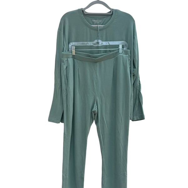 Coldwater Creek Women's Long Sleeve Crewneck Top and Pants Sleepwear Set