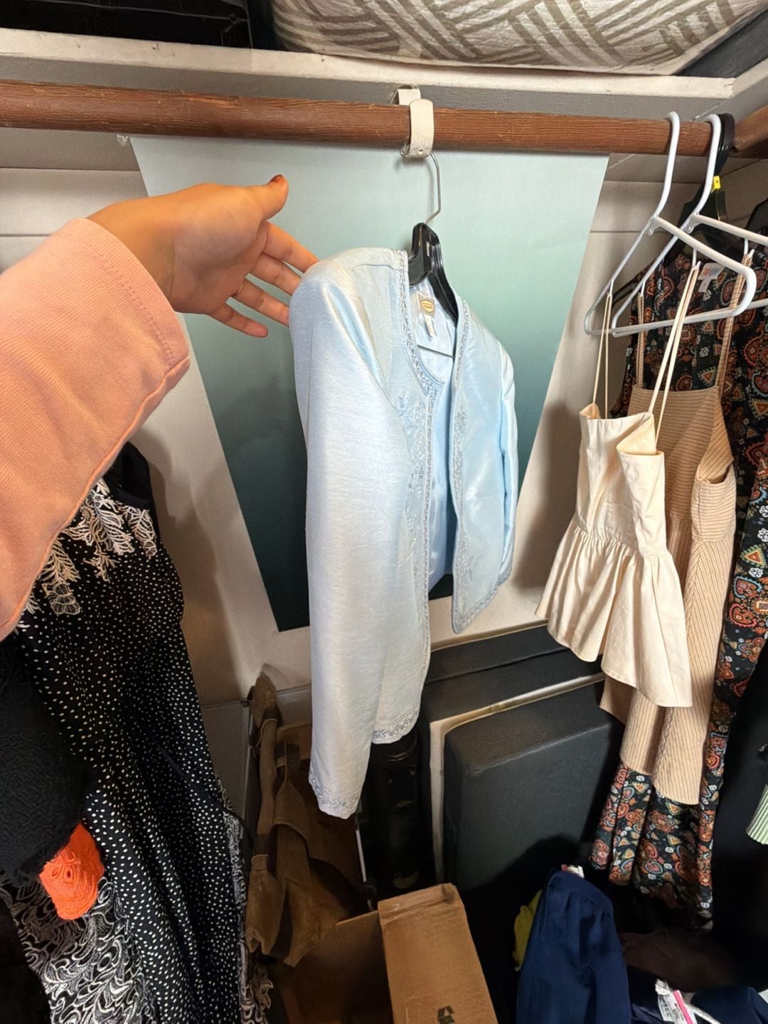 Talbots Light Blue Embroidered Formal Bolero Jacket 7