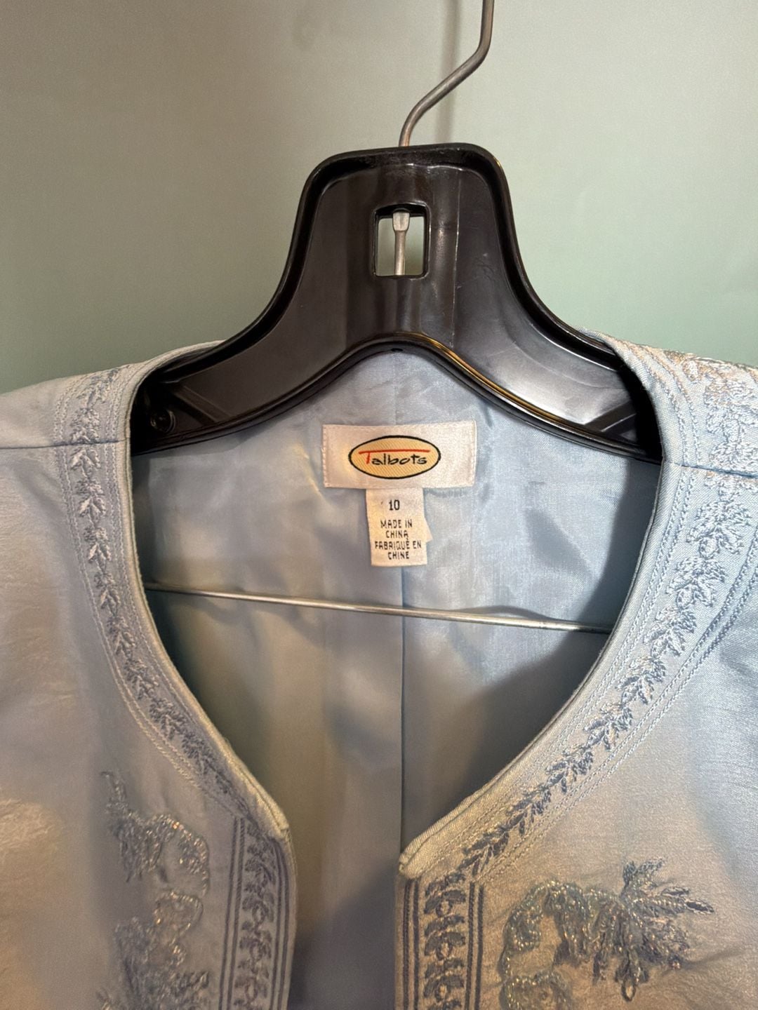 Talbots Light Blue Embroidered Formal Bolero Jacket 8