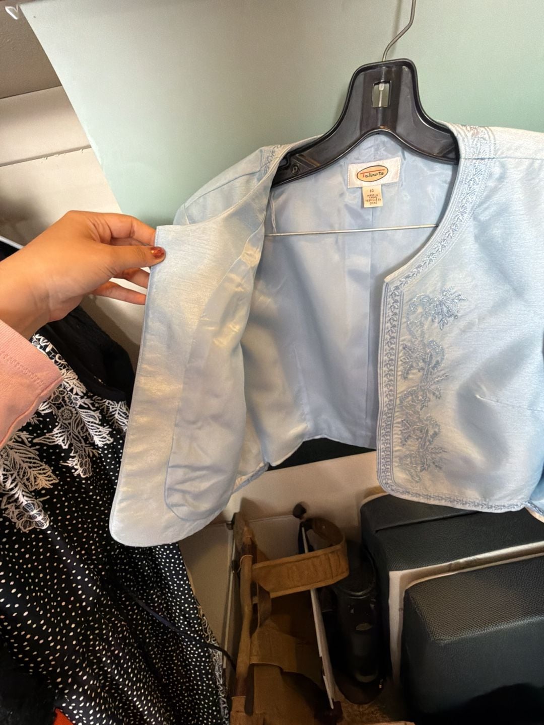 Talbots Light Blue Embroidered Formal Bolero Jacket 10