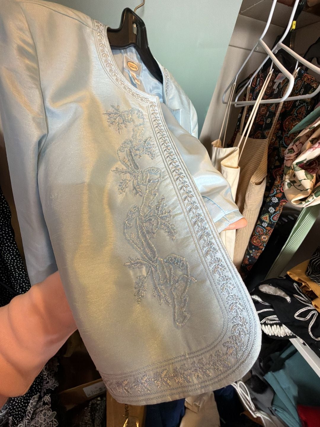 Talbots Light Blue Embroidered Formal Bolero Jacket 11