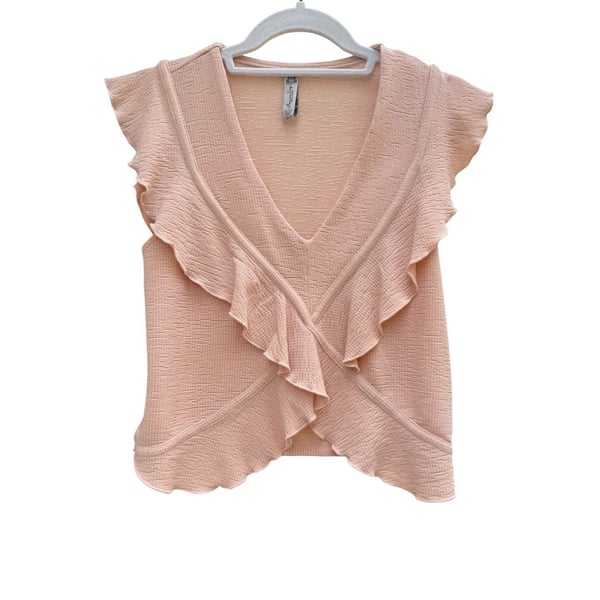 American Rag Cie Juniors Peach Ruffle Sleeveless Crop Top