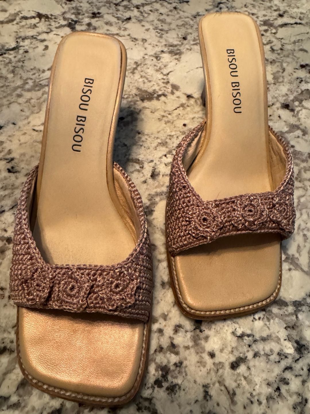 Bisou Bisou Crochet Heeled Sandals 1