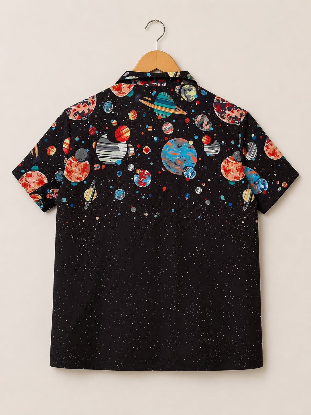 SHEIN Space Galaxy Print Short Sleeve Button-Up Shirt 3