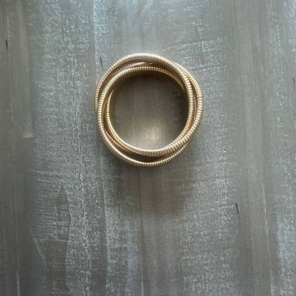 Gold-tone Triple Coil Stretch Snake Chain Bracelet
