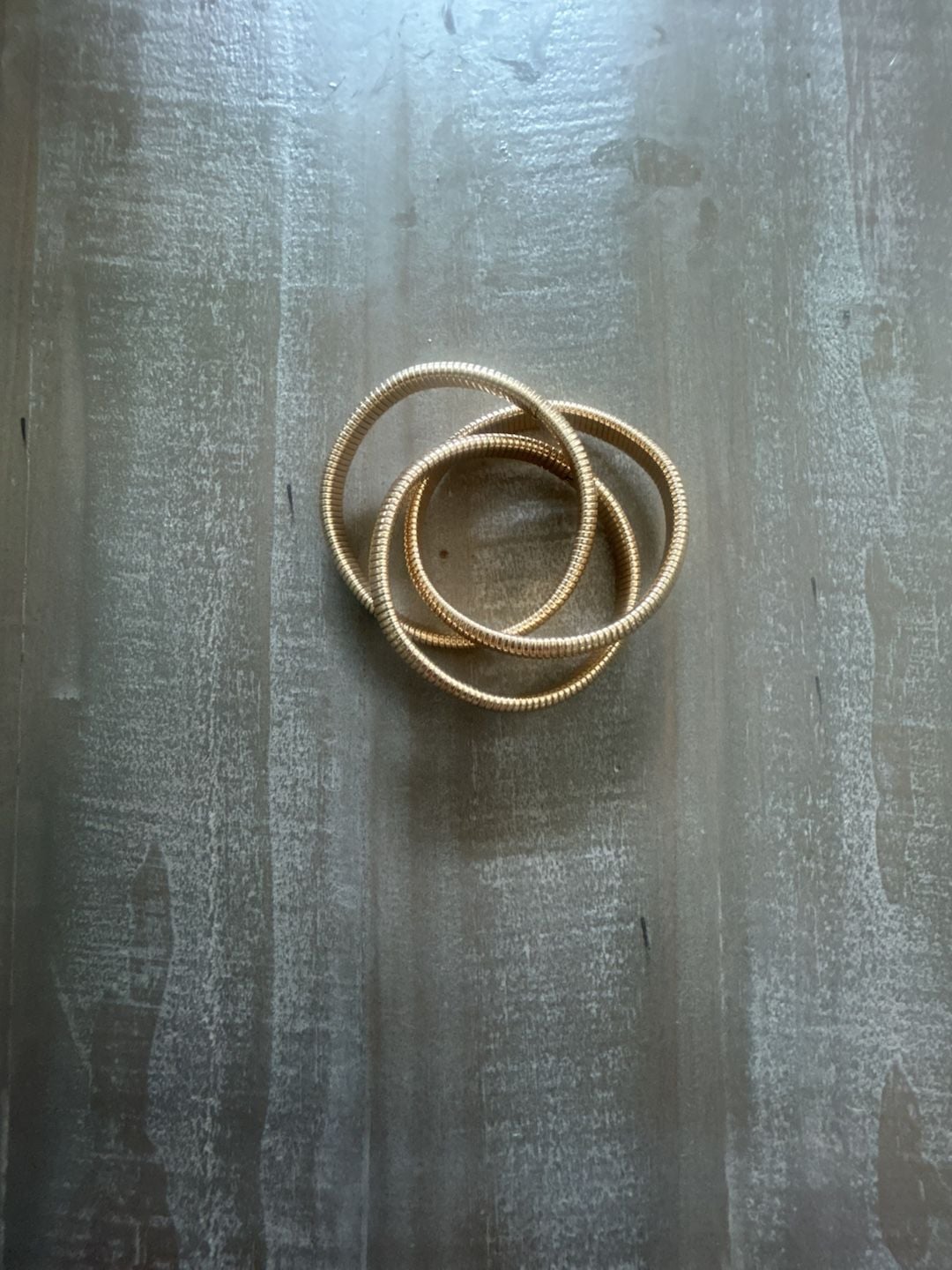 Gold-tone Triple Coil Stretch Snake Chain Bracelet 2