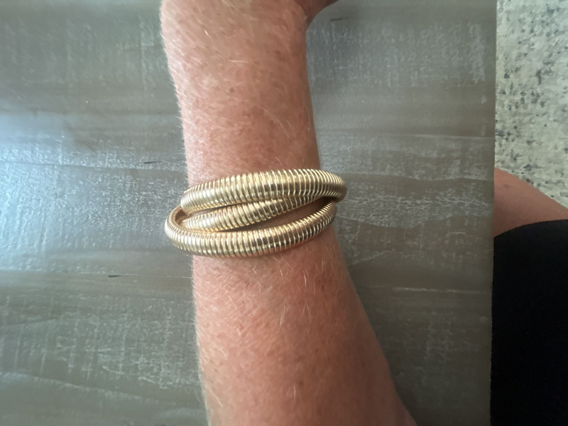 Gold-tone Triple Coil Stretch Snake Chain Bracelet 3