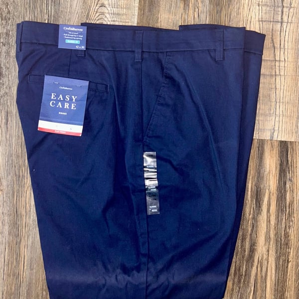 Croft & Barrow Men's Classic Fit Easy Care Flat Front Khaki Pants, Navy, 42x30