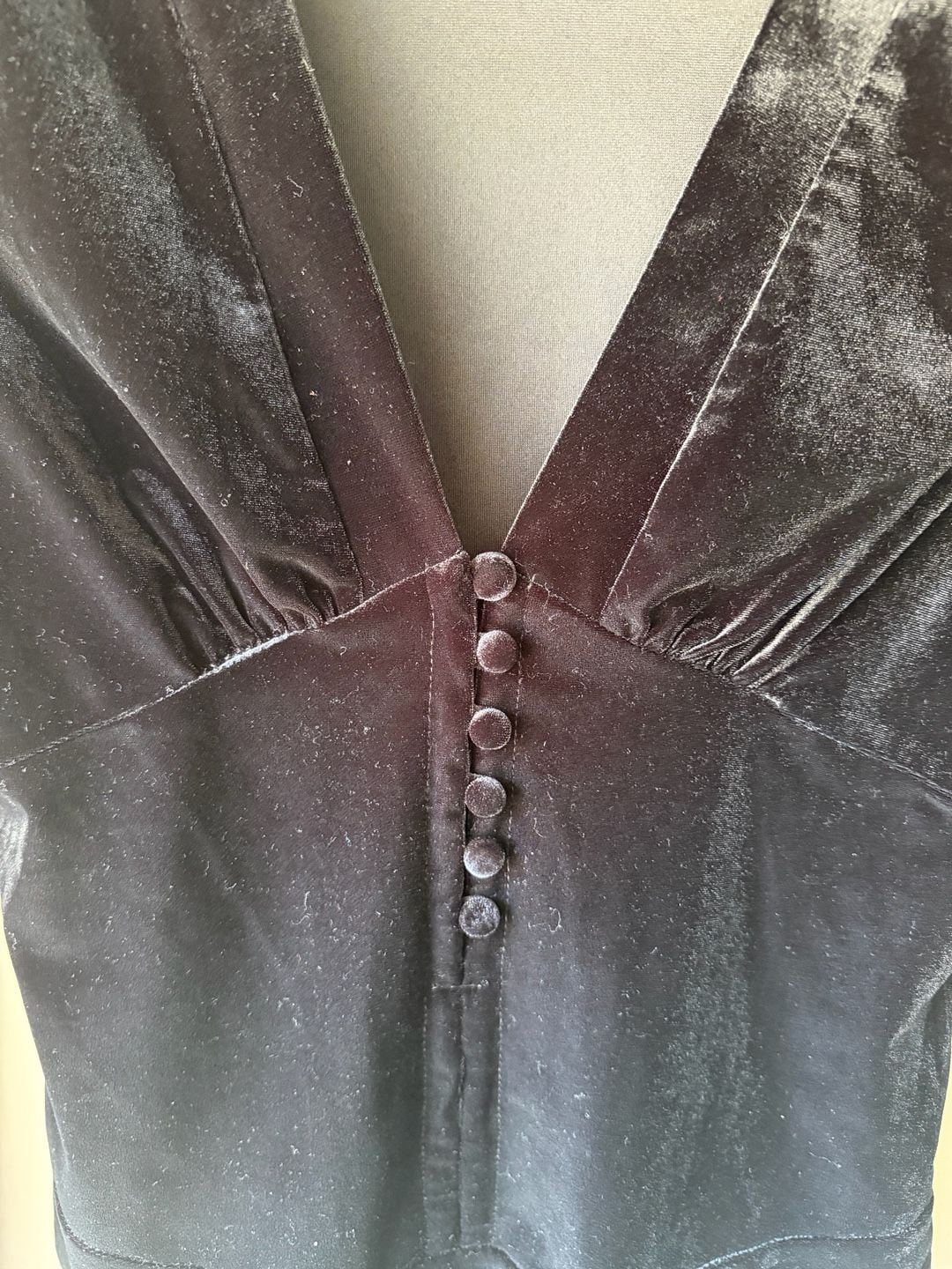 Makers Of Dreams Black Velvet Long Sleeve V-Neck Bodysuit 4