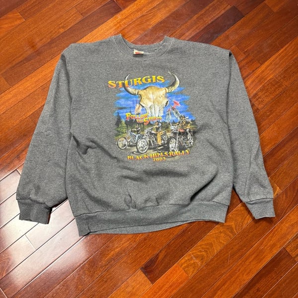 Vintage 2003 Sturgis Black Hills Rally Crewneck Sweatshirt Hanes Motorcycle