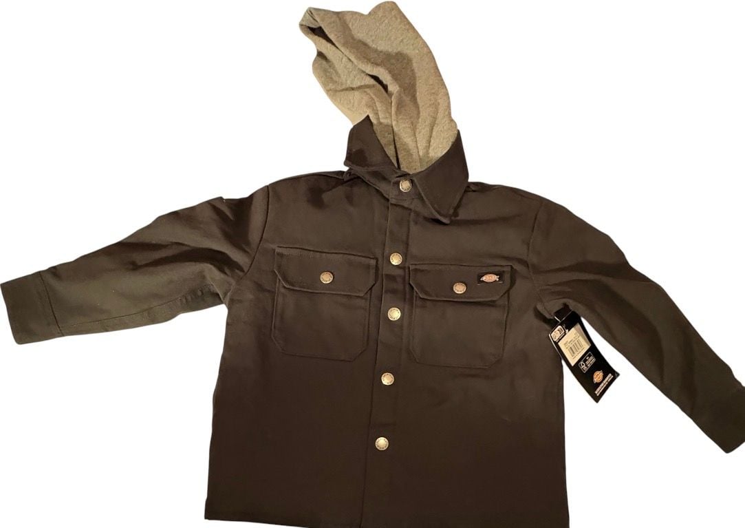 Dickies Boy’s Duck Hooded Shirt Jacket -black 1