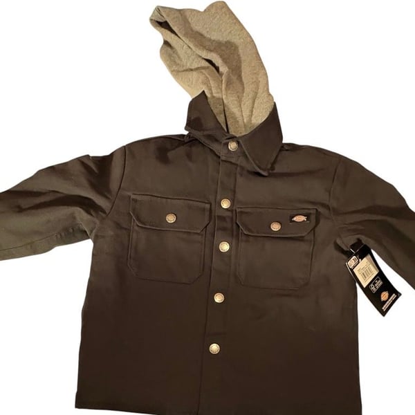 Dickies Boy’s Duck Hooded Shirt Jacket -black