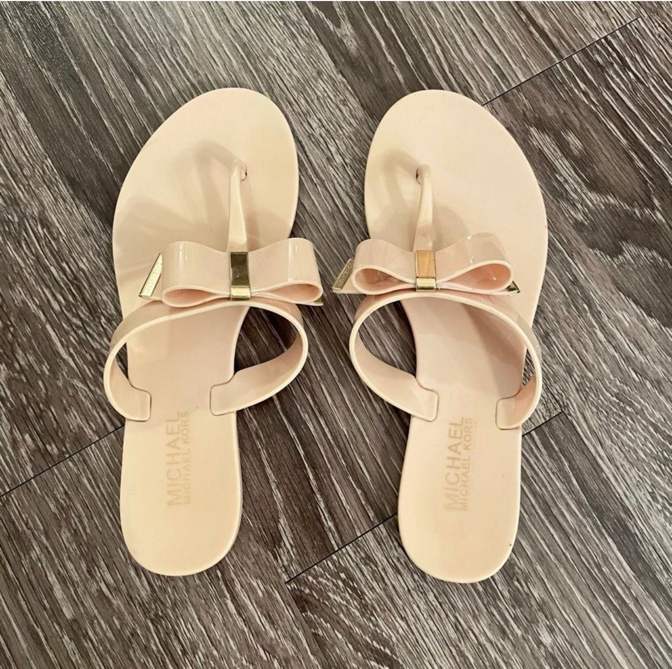 MICHAEL Michael Kors Kayden Jelly Bow Thong Sandals in Nude 4