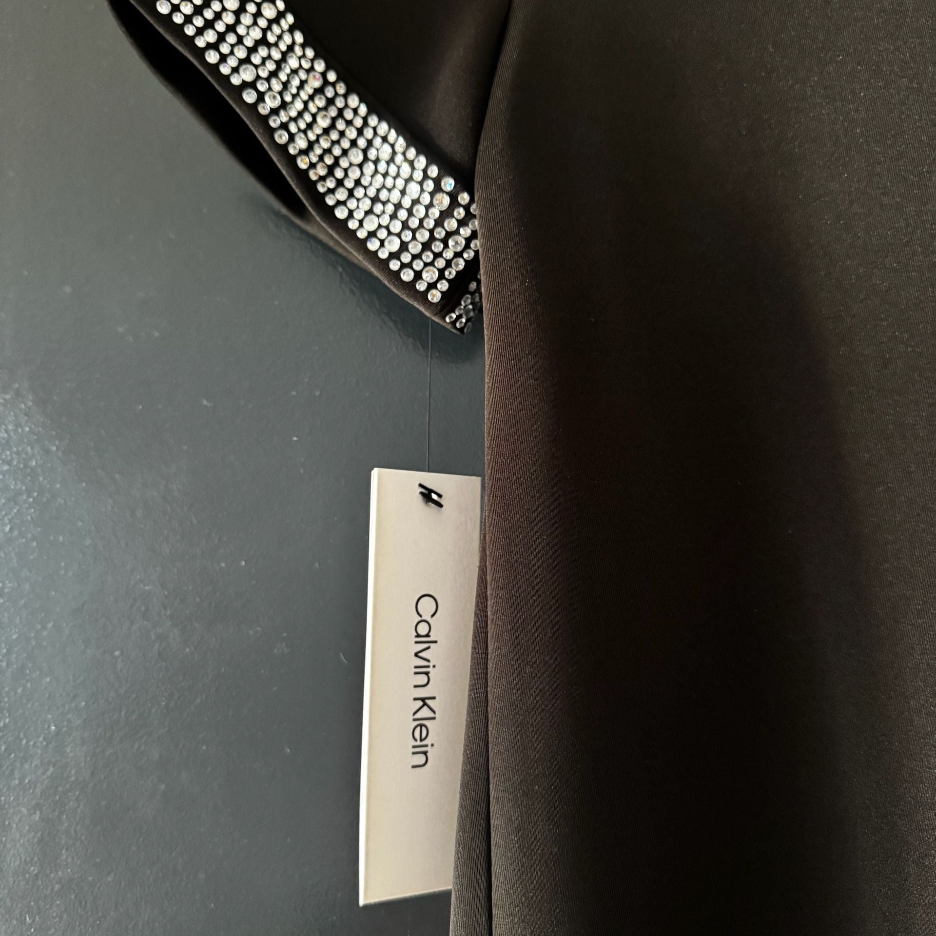 Calvin Klein Crystal Embellished Neck and Cuff A-Line Mini Dress - Size: 2 9